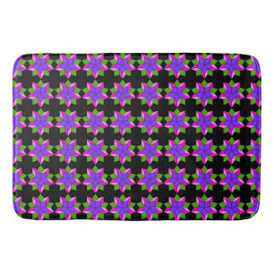 Ornament with violet flowers bath mat