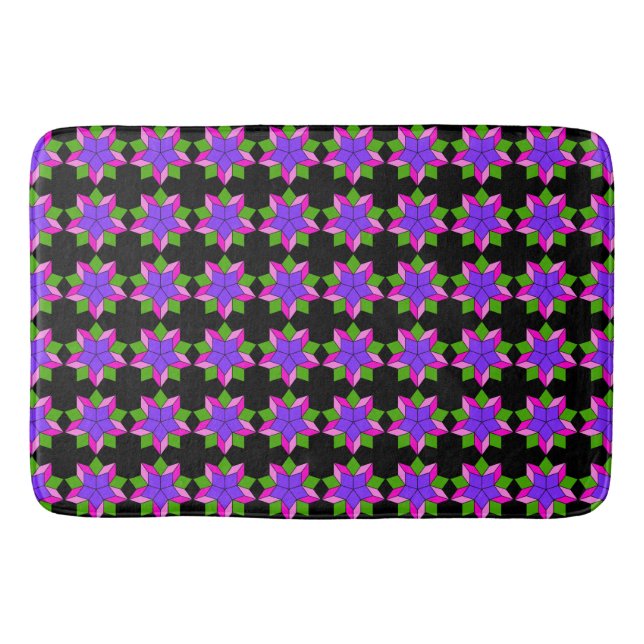 Ornament with violet flowers bath mat (Front)