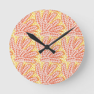 Ornament with wheat ears round clock