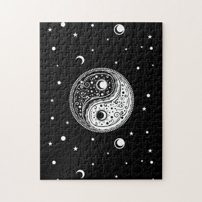 Ornament yin yang sign paisley design jigsaw puzzle (Vertical)