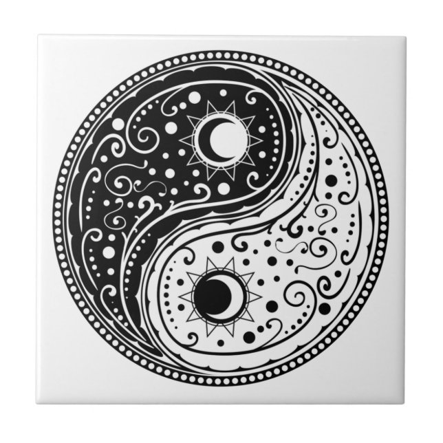 Ornament yin yang sign paisley design tile (Front)