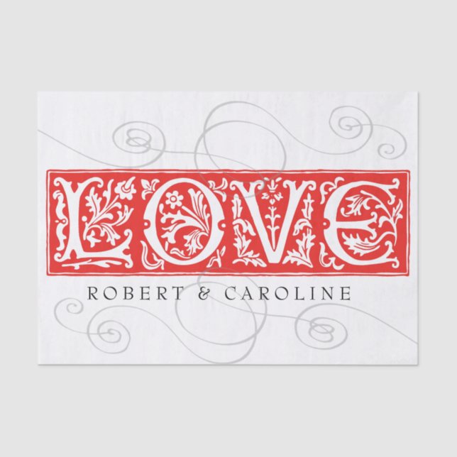 Ornamental Alphabet Love Add Names Tissue Paper (Front)