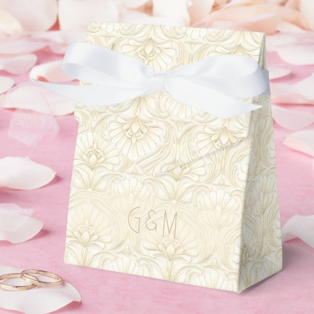 Ornamental Art Deco – Ivory | Custom Wedding Luxe Favour Box (Wedding)