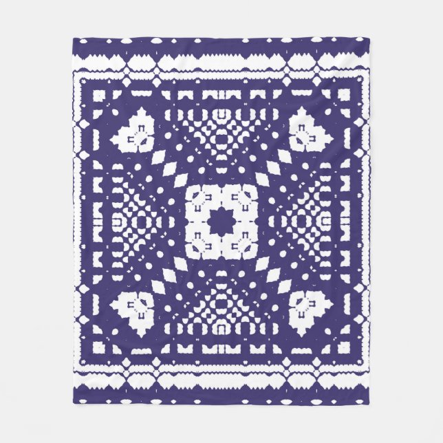 Ornamental azulejo portugal tiles decor. hand draw fleece blanket (Front)