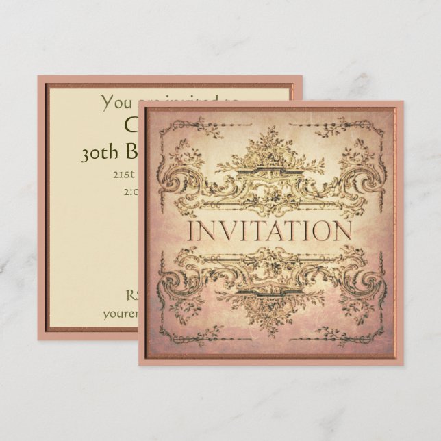 Ornamental Baroque Party Invitation (Front/Back)
