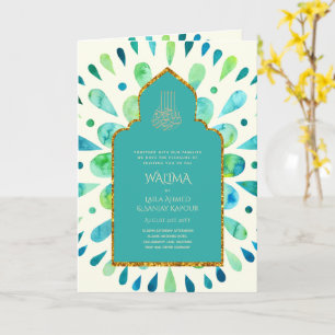 Ornamental Bilingual WALIMA Nikah Muslim Wedding Card