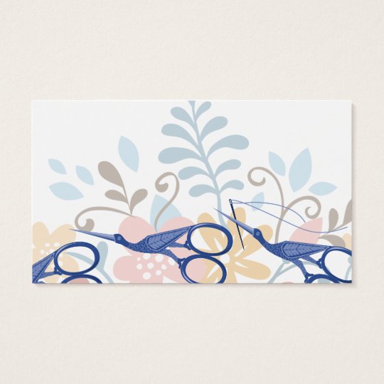 Ornamental bird stork scissors sewing seamstress business card