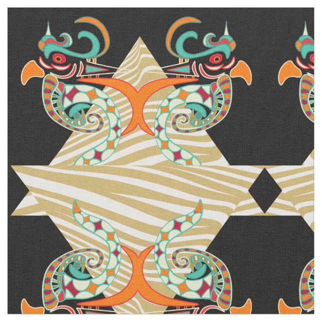 ornamental birds & zebra fabric (Close Up)