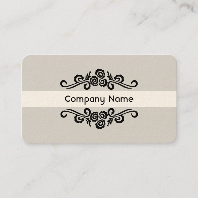 Ornamental - Black and Light Grey (Gold) Business Card (Front)