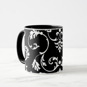 Ornamental black and white pattern mug