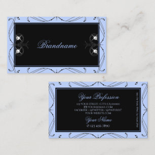 Ornamental Black Blue Sparkling Diamonds Ornate Business Card