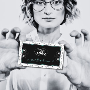 Ornamental Black White Sparkling Diamonds Add Logo Business Card