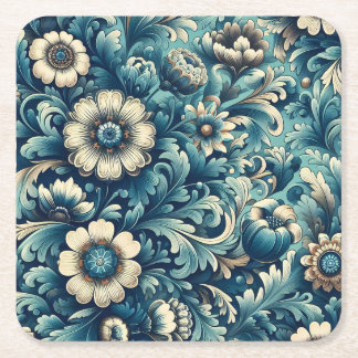 Ornamental Blue Floral Paper Coasters More Shapes