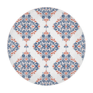 Ornamental Blue Orange: Vintage Seamless Cutting Board
