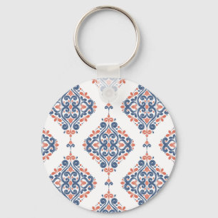 Ornamental Blue Orange: Vintage Seamless Key Ring