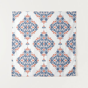 Ornamental Blue Orange: Vintage Seamless Tapestry