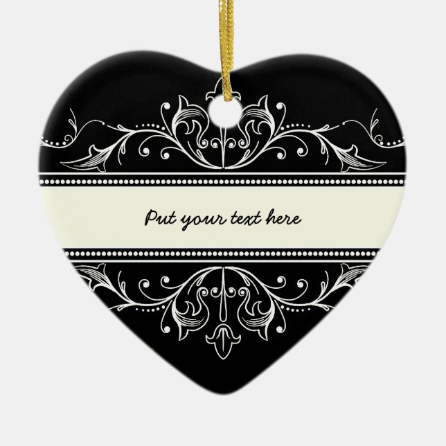 Ornamental border black white custom ornament (Front)