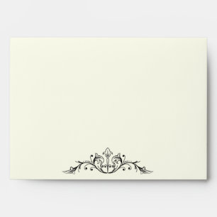 Ornamental border coral white wedding envelope