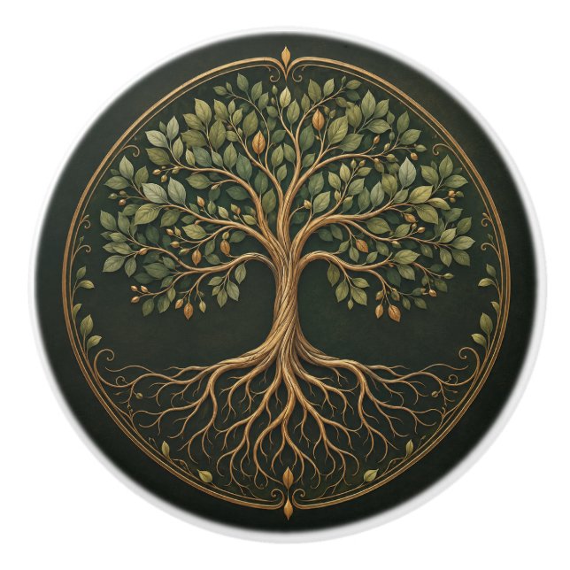 Ornamental Botanical Tree, Tree of Life, Pull Knob (Front)