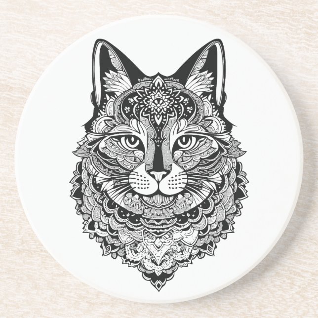 Ornamental Cat Coaster (Front)