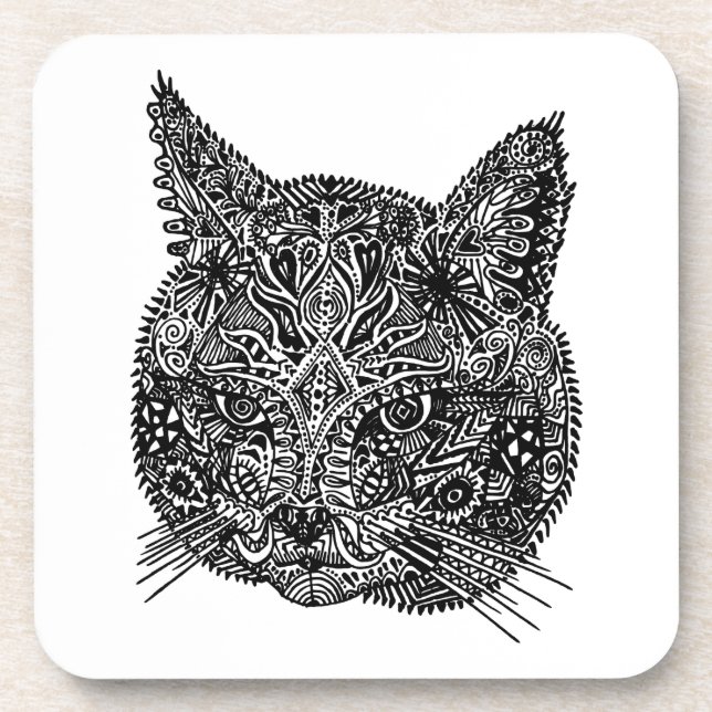 Ornamental Cat Head Coaster (Front)
