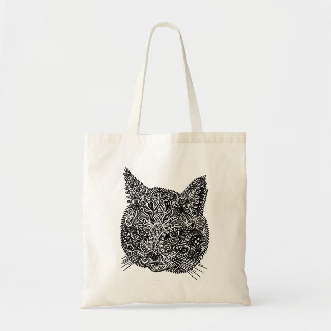 Ornamental Cat Head  Tote Bag (Front)