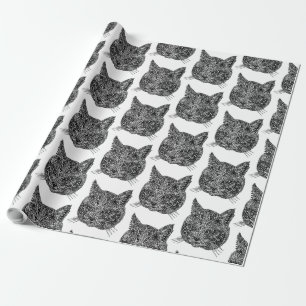 Ornamental Cat Head  Wrapping Paper