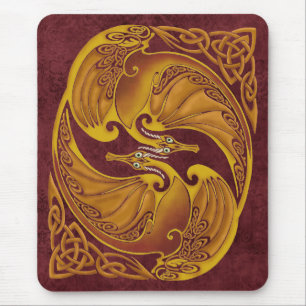 Ornamental Celtic Dragons Mouse Mat