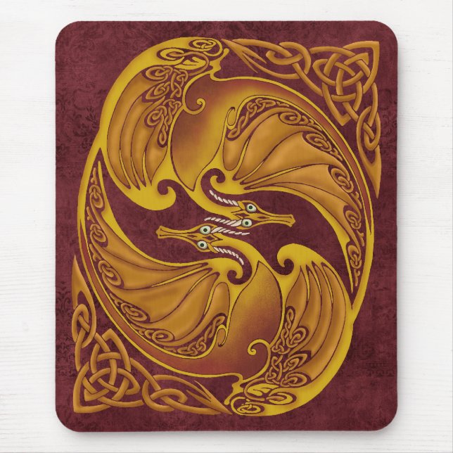Ornamental Celtic Dragons Mouse Mat (Front)