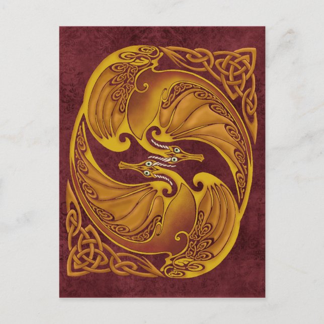 Ornamental Celtic Dragons Postcard (Front)