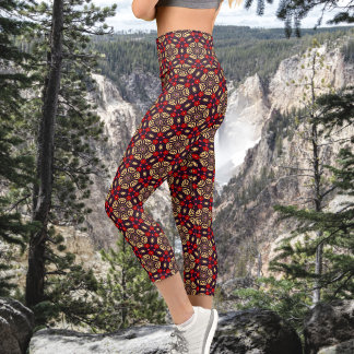 Ornamental Cherry Blossom Pattern Capris