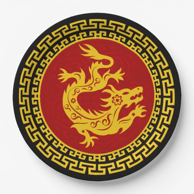 Ornamental Chinese New Year Dragon Paper Plate (Front)