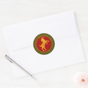 Ornamental Chinese New Year Goat Classic Round Sticker