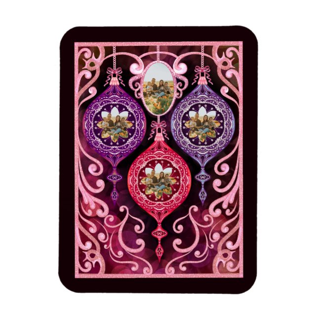 Ornamental Christmas - Photo Christmas card Magnet (Vertical)