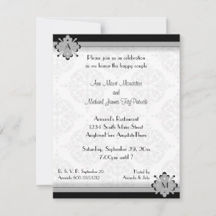 Ornamental Damask Silver Wedding Shower Invitation