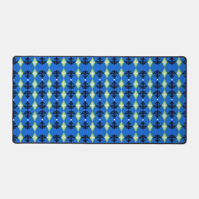 Ornamental Damask Stripe Desk Mat (Front)