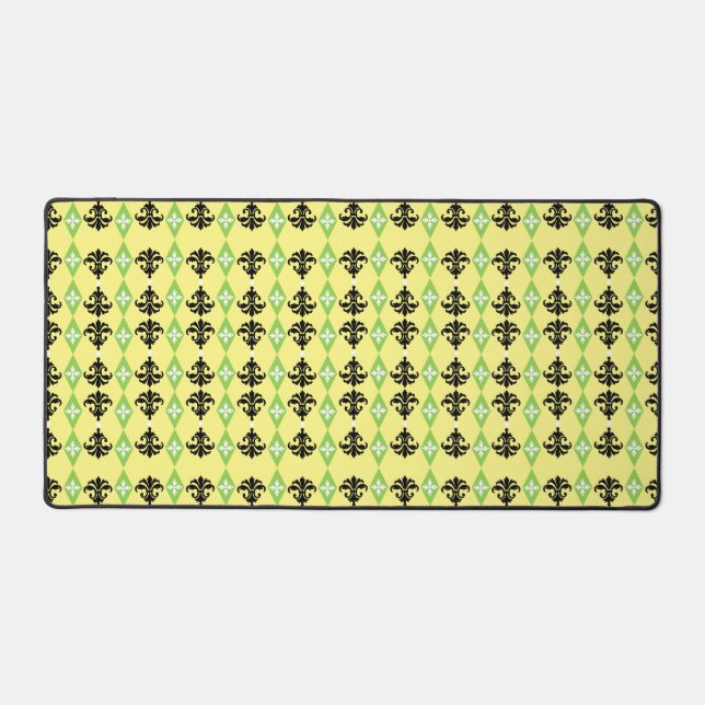 Ornamental Damask Stripe Desk Mat (Front)