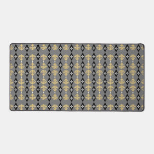 Ornamental Damask Stripe Desk Mat