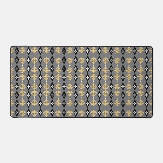 Ornamental Damask Stripe Desk Mat (Front)