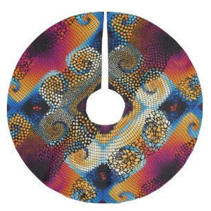 Ornamental Diagonal Waves: Mosaic Texture Brushed Polyester Tree Skirt