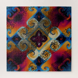 Ornamental Diagonal Waves: Mosaic Texture Jigsaw Puzzle