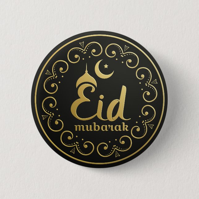 Ornamental Eid Mubarak Round Button (Front)