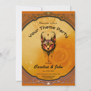 Ornamental elegance: A portrait of a cat. Invitation