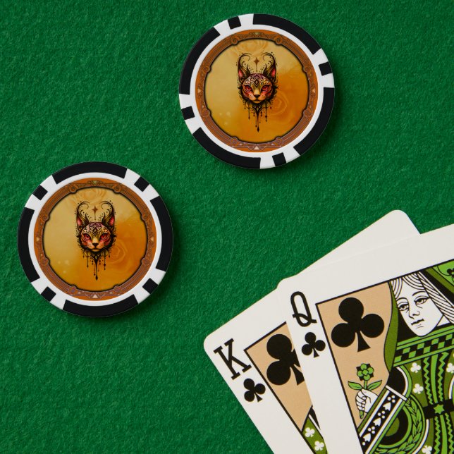 Ornamental elegance: A portrait of a cat.  Poker Chips (Poker Table (Double))