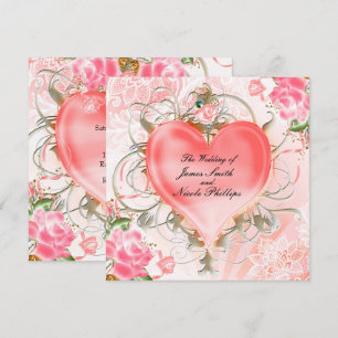 Ornamental Elegant Floral Heart Peach Invitations