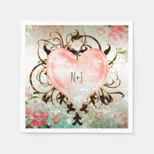 Ornamental Elegant Floral Vintage Heart Party Napkin