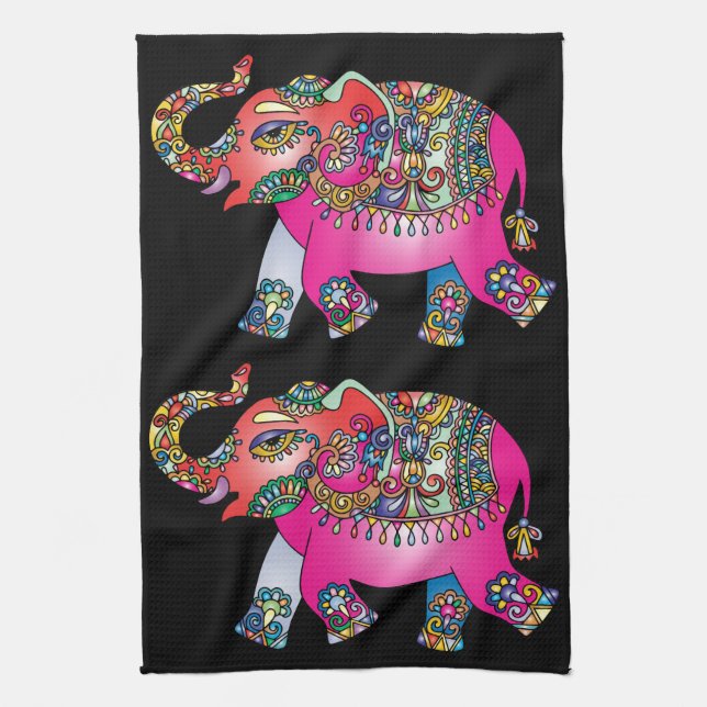 ornamental elephant kitchen towel (Vertical)