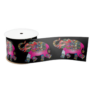 ornamental elephant ribbon satin ribbon