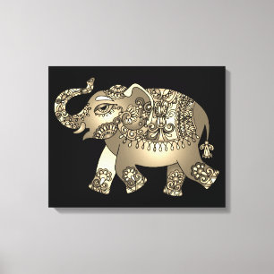 ornamental elephant wrapped canvas
