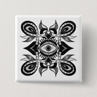 Ornamental Eye - Weirdcore Botanical Tattoo Style 15 Cm Square Badge
